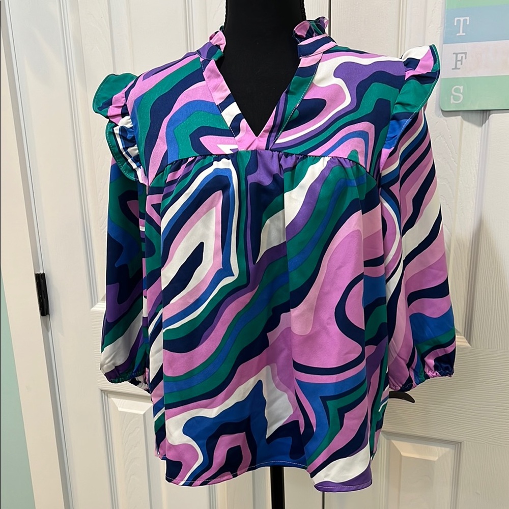 Michelle McDowell Colorful Abstract Women's Top